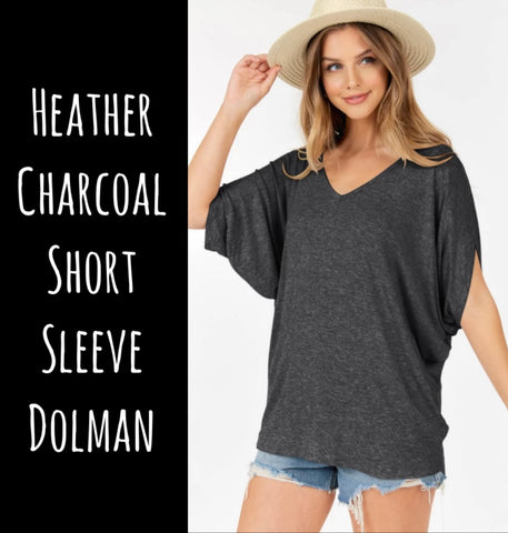 Heather Charcoal Short Sleeve Dolman Top - M