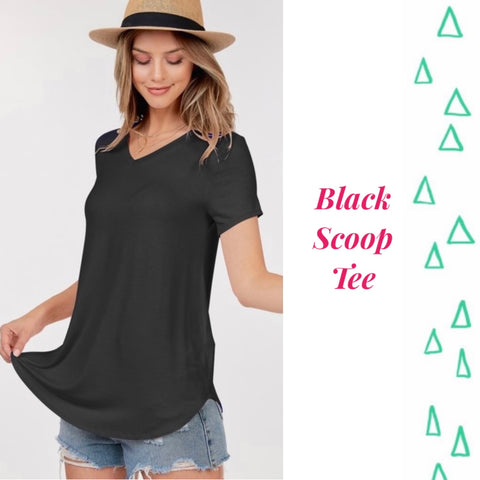 Black Scoop Tee - XL