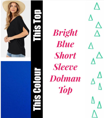 Bright Blue Short Sleeve Dolman Top - XL