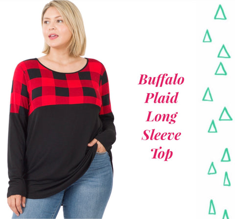 Buffalo Plaid Long Sleeve Top - 2x