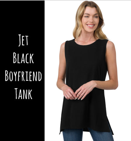 Jet Black Boyfriend Tank - M