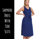 Sapphire Dress With Side Slits