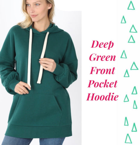 Deep Green Front Pocket Hoodie