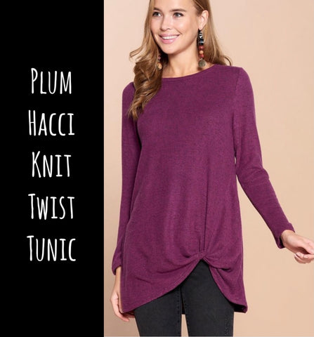 Plum Hacci Knit Twist Tunic - 2x