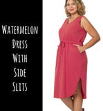 Watermelon Dress With Side Slits - S