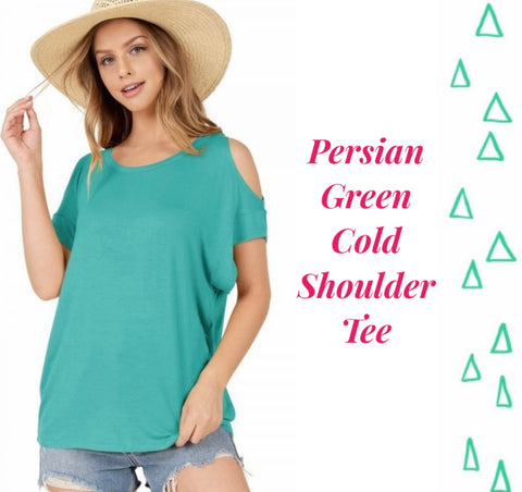 Persian Green Cold Shoulder Tee - L