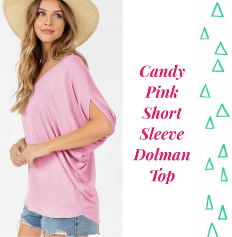 Candy Pink Short Sleeve Dolman Top - XL