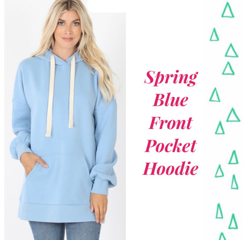 Spring Blue Front Pocket Hoodie