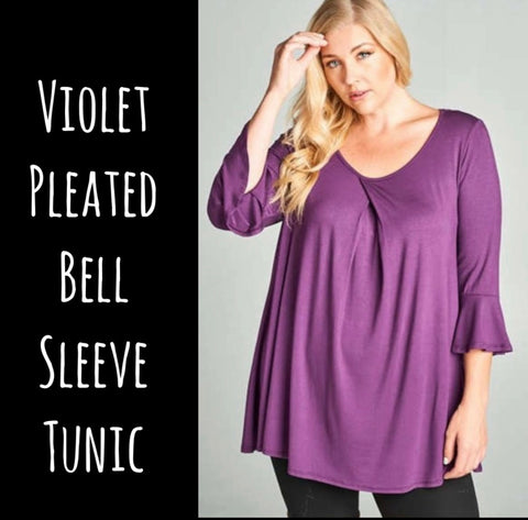 Violet Pleated Bell Sleeve Tunic