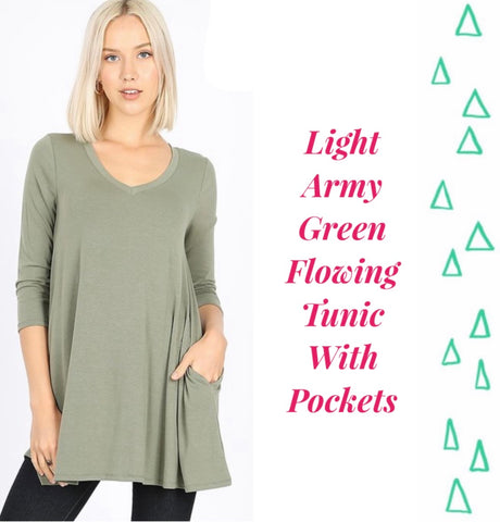 Light Army Flowing Tunic with Pockets Plus