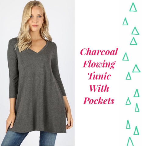 Charcoal Flowing Tunic with Pockets