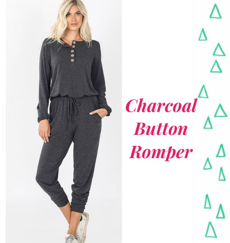 Charcoal Button Romper