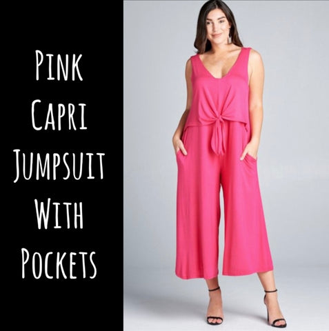 Pink Capri Jumpsuit with Pockets