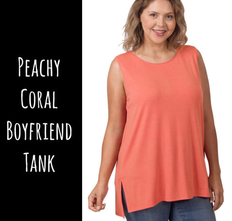 Peachy Coral Boyfriend Tank - 1x