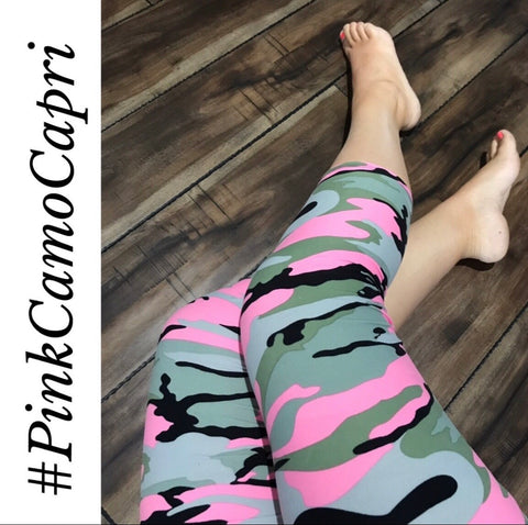 Pink Camo Capri Ladies Size 2-10
