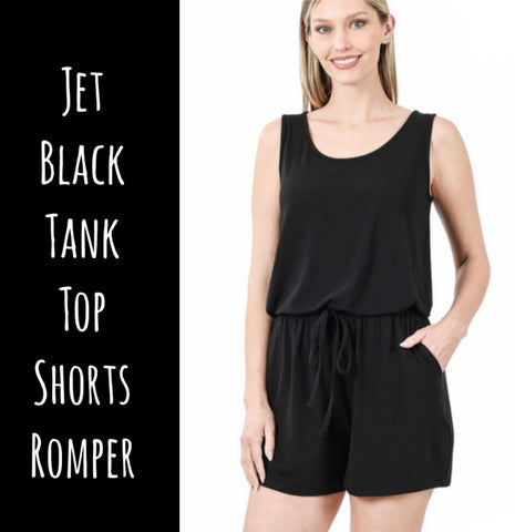 Jet Black Tank Top Shorts Romper