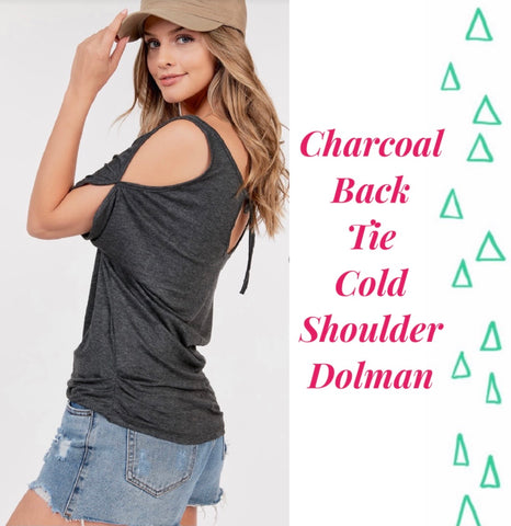 Charcoal Back Tie Cold Shoulder Dolman