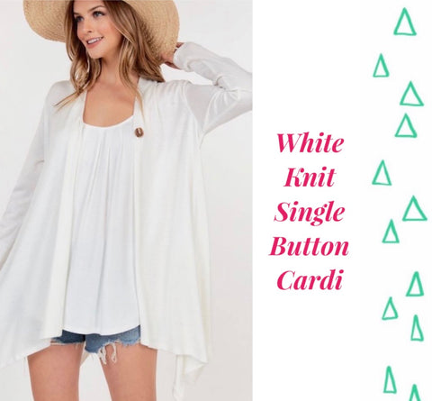 White Single Button Knit Cardigan