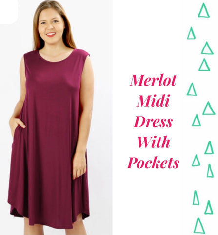 Merlot Midi Dress With Pockets