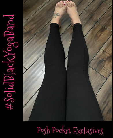Solid Black with Pockets Yoga Band Ladies Size 20-24 - Posh Pocket Exclusives