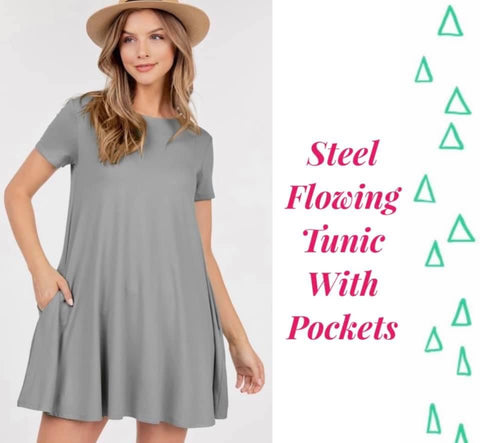 Steel Flowing Tunics With Pockets S