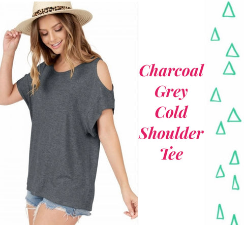 Charcoal Cold Shoulder Tee - S
