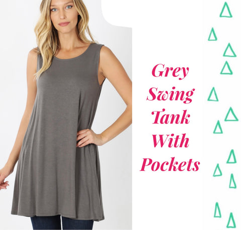 Grey Swing Tank With Pockets - 1x