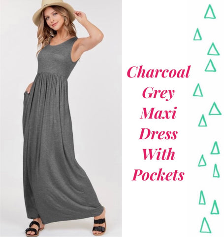 Charcoal Grey Maxi Dress with Pockets