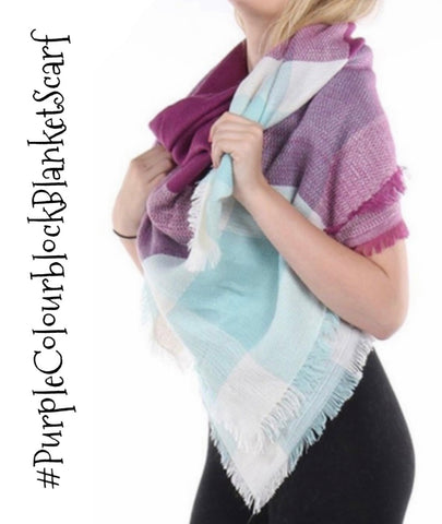 Purple Colourblock Blanket Scarf