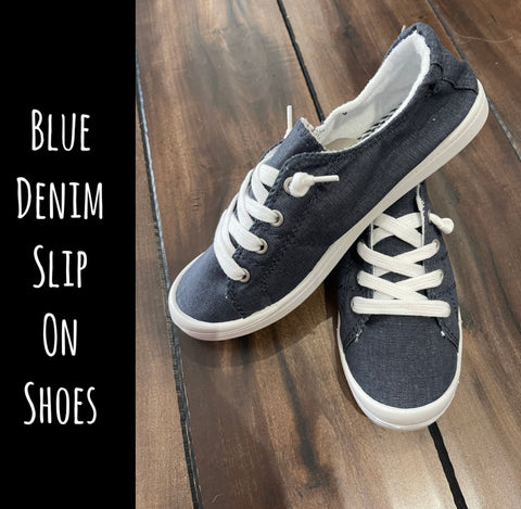 Blue Denim Slip On Shoes