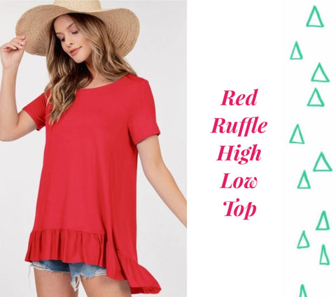 Red Ruffle High Low Top - S/M