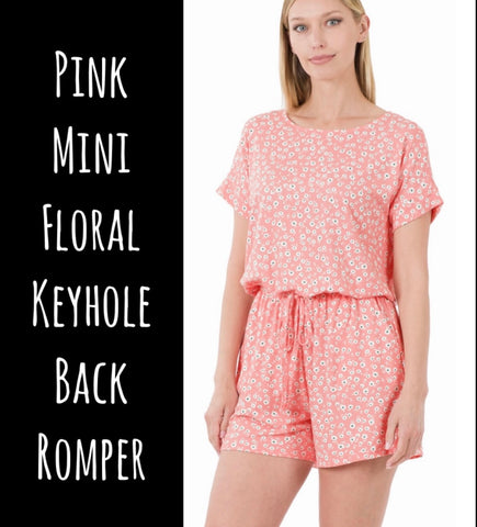 Pink Mini Floral Keyhole Back Romper