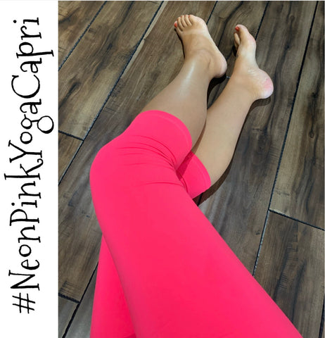 Neon Pink Yoga Capri Ladies Size 12-18